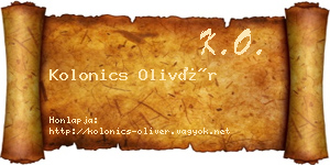 Kolonics Olivér névjegykártya